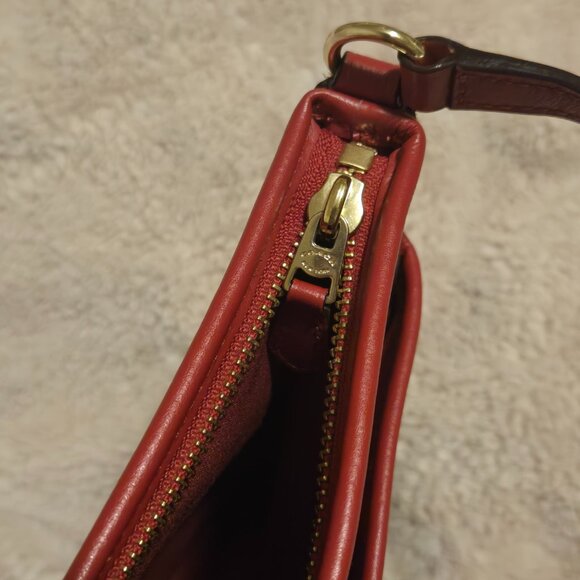 COACH Signature File (Imitation Gold/Brown/Carmine) Crossbody Bag - Picture 8 of 9